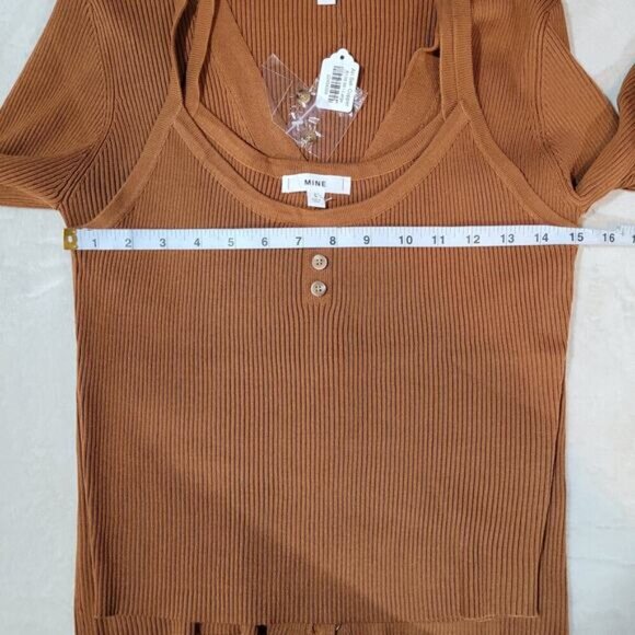 Mine Ribbed Cardigan and Tank Ari Set in Copper - Size‎ Large - Picture 10 of 11